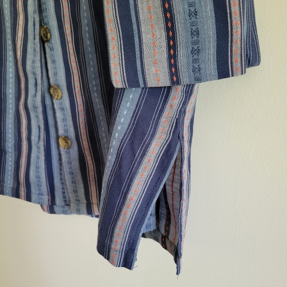 Anthropologie RD+Koko‎ Blue Striped 3/4 Sleeve V Neck Blouse Top Size M - Picture 7 of 10